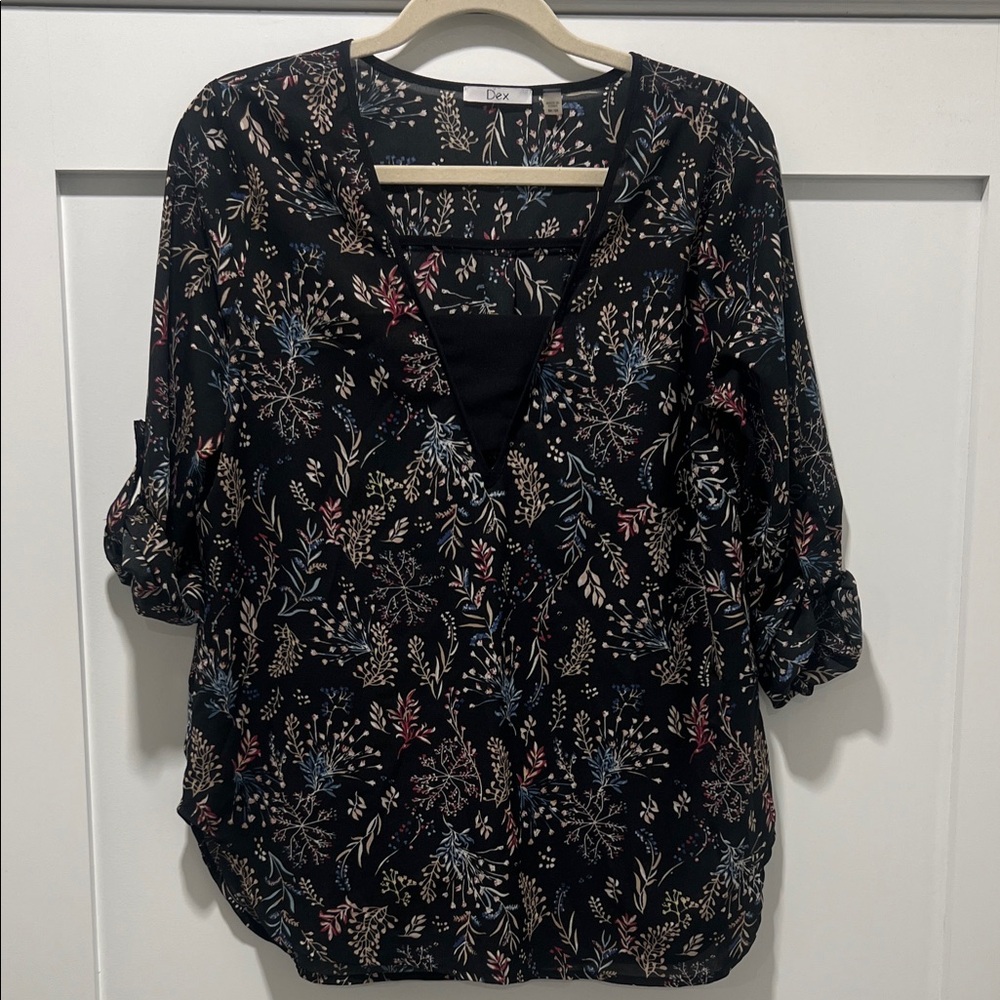 Dex Black Multicolor Floral Blouse